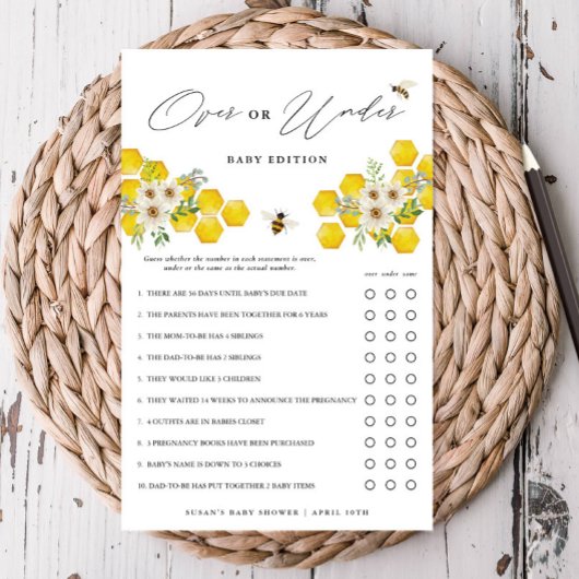 Honey Bee & Daisy Over Onder Baby Paper Game Kaart