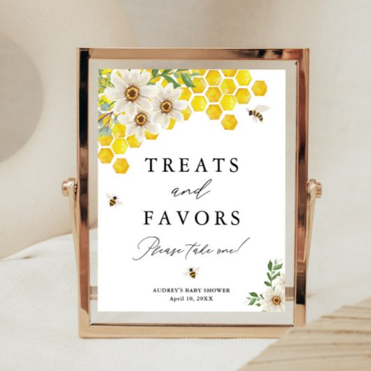 Honey Bee & Daisy Treats and Favors Douche Display Poster