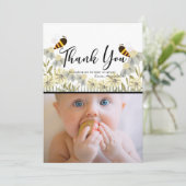 Honey Bee Daisy White Foto Hartelijk dank Kaart (Staand voorkant)