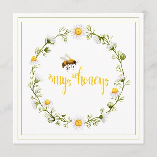 Honey Bee Daisy Wreath be My Honey Valentijn Day Feestdagenkaart (Voorkant)