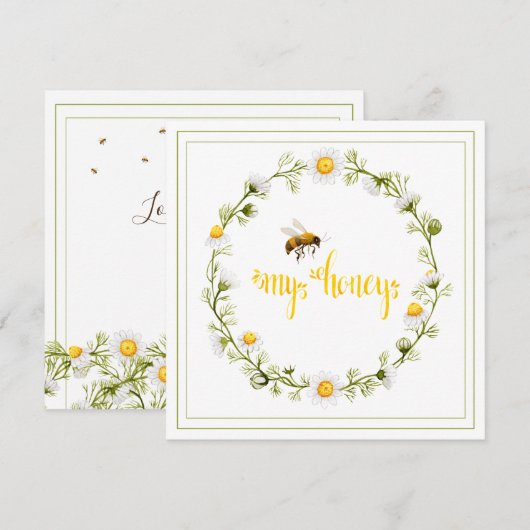 Honey Bee Daisy Wreath be My Honey Valentijn Day Feestdagenkaart (Voorkant / Achterkant)