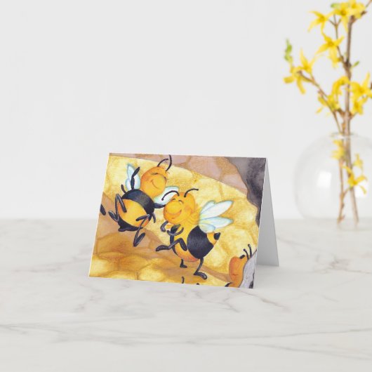Honey Bee Dance / Notecard Kaart (Gele Bloem)