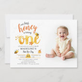 Honey Bee-Day Whimsical Cute Photo 1st Birthday Kaart (Voorkant)