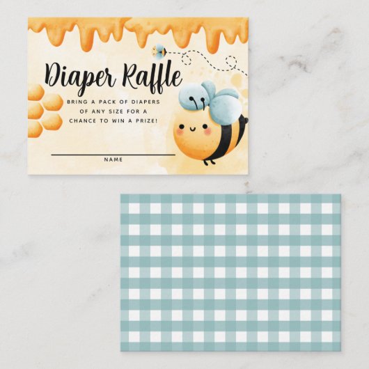 Honey Bee Diaper Raffle Card Insert Informatiekaartje (Voorkant / Achterkant)