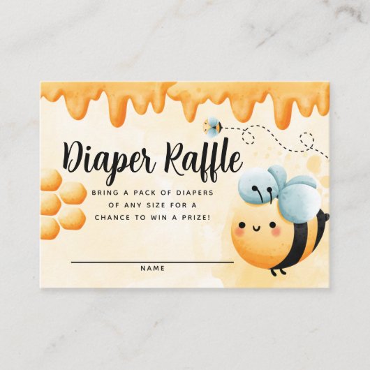 Honey Bee Diaper Raffle Card Insert Informatiekaartje (Voorkant)