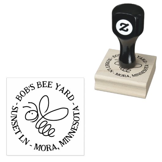 Honey Bee Doodle Casual Handgeschreven Tekst Apiar Rubberstempel (Gestempeld)
