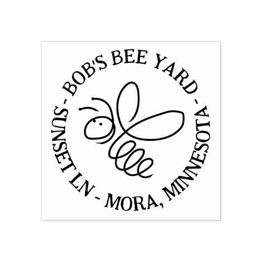Honey Bee Doodle Casual Handgeschreven Tekst Apiar Rubberstempel (Afrduk)
