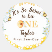 Honey Bee Eerste Bijendag Verjaardag Ronde Sticker (Voorkant)