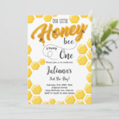 Honey Bee Eerste Bijendag Verjaardag Uitnodiging (Staand voorkant)