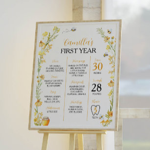 Honey Bee Eerste Verjaardag Mijlpaal teken Poster
