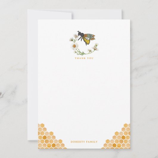Honey Bee Elegant Baby shower Bedankt Card | zwerv (Voorkant)