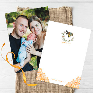 Honey Bee Elegant Baby shower Bedankt Card   zwerv