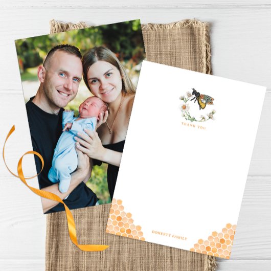 Honey Bee Elegant Baby shower Bedankt Card | zwerv