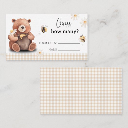 Honey Bee en Beer Raad hoeveel Baby shower Informatiekaartje (Voorkant / Achterkant)