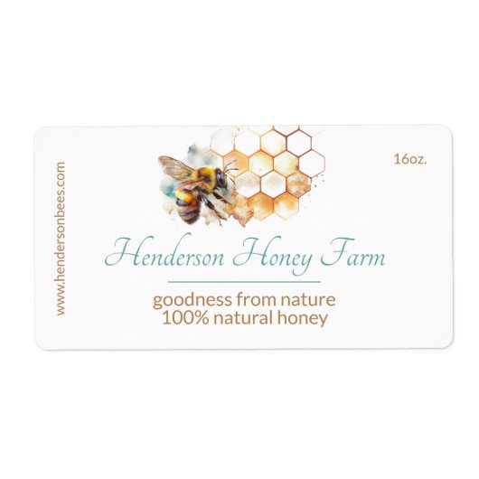 Honey Bee en Comb Label (Voorkant)