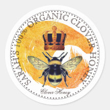 Honey Bee en Crown Honey Jar Label