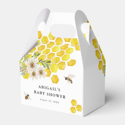 Honey Bee en Daisies Gepersonaliseerd Baby shower Bedankdoosjes (Achterkant)