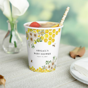 Honey Bee en Daisies Gepersonaliseerd Baby shower Papieren Bekers