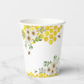 Honey Bee en Daisies Gepersonaliseerd Baby shower Papieren Bekers (Achterkant)