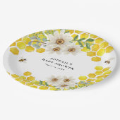 Honey Bee en Daisies gepersonaliseerd Papieren Bordje (Gekanteld)