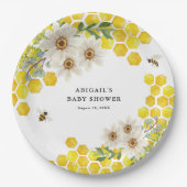 Honey Bee en Daisies gepersonaliseerd Papieren Bordje (Voorkant)