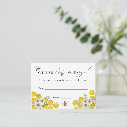 Honey Bee en Daisy Guess Hoeveel Game Kaart (Staand voorkant)