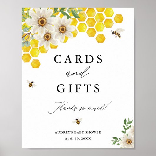 Honey Bee en Daisy Kaarten en Gifts Douche Display Poster (Voorkant)
