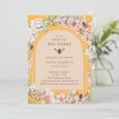 Honey Bee Enchanted Garden Derde Verjaardag Kaart (Staand voorkant)