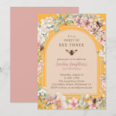 Honey Bee Enchanted Garden Derde Verjaardag Kaart (Voorkant / Achterkant)