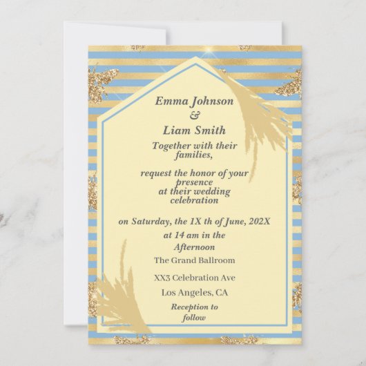 Honey Bee Faux Glitter Wedding Kaart (Voorkant)
