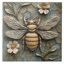 Honey Bee Faux Relief Ceramic – Natuur-geïnspireer