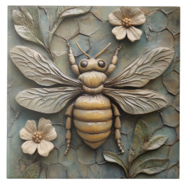Honey Bee Faux Relief Ceramic – Natuur-geïnspireer Tegeltje