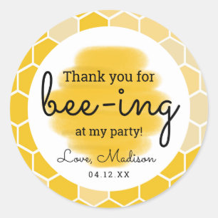 Honey Bee Favor Tag   Bedankt voor Bee-ing Ronde Sticker