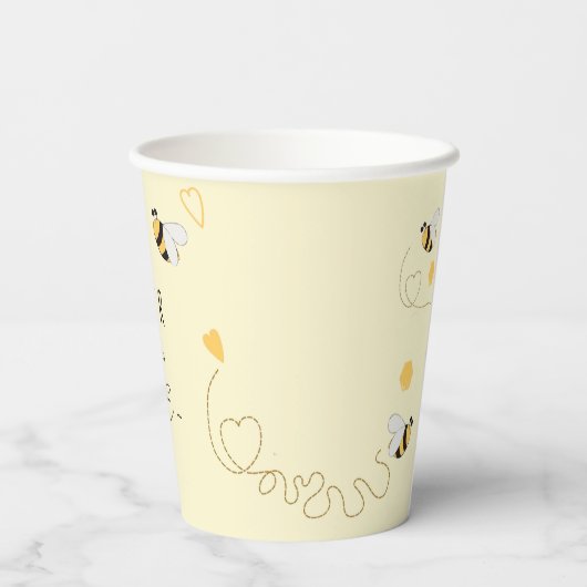 Honey Bee First Bee-day Verjaardag Geslacht Neutra Papieren Bekers (Achterkant)