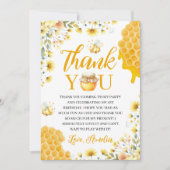 Honey Bee First Birthday Thank You Card Kaart (Voorkant)