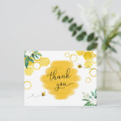 Honey Bee Floral Baby shower Bedankt Briefkaart (Staand voorkant)