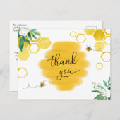 Honey Bee Floral Baby shower Bedankt Briefkaart (Voorkant / Achterkant)