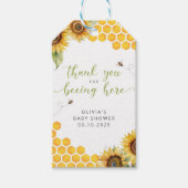 Honey Bee Floral Baby shower Dank u Cadeaulabel (Voorkant)