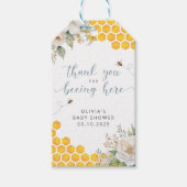 Honey Bee Floral Baby shower Dank u Cadeaulabel (Voorkant)