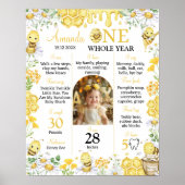 Honey Bee Floral Birthday Photo Milestone Poster (Voorkant)