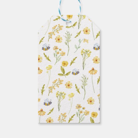 Honey Bee Floral Dank u Label Verjaardag Cadeaulabel (Achterkant)