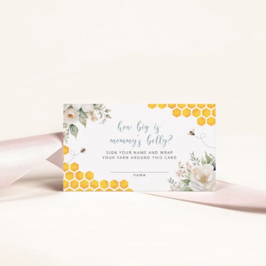 Honey Bee Floral Hoe groot is mama's buik spel Informatiekaartje