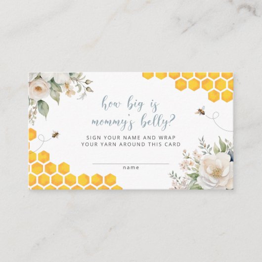 Honey Bee Floral Hoe groot is mama's buik spel Informatiekaartje (Voorkant)