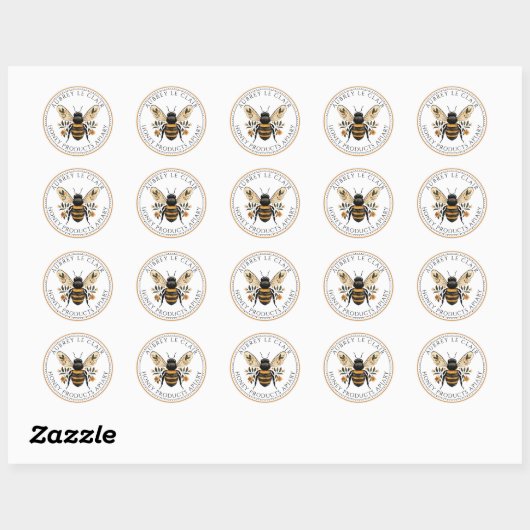 Honey Bee Floral Honey Apiary Ronde Sticker (Vel)