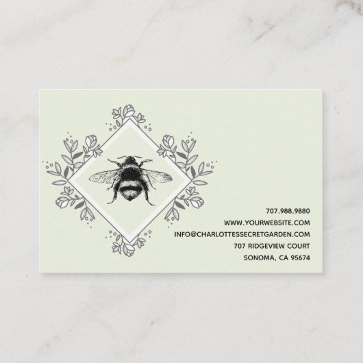 Honey Bee Floral Logo Visitekaartje (Achterkant)