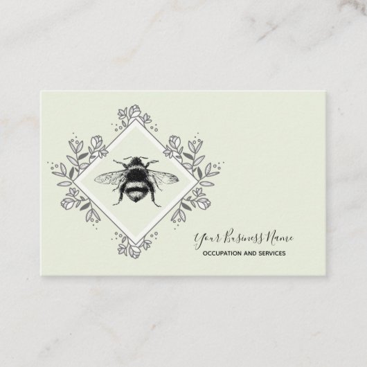 Honey Bee Floral Logo Visitekaartje (Voorkant)