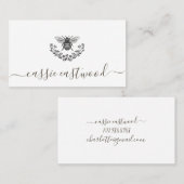 Honey Bee Floral Scrip Signature Calling Card Contactkaartje (Voorkant / Achterkant)
