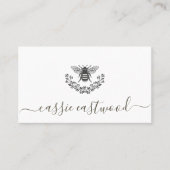 Honey Bee Floral Scrip Signature Calling Card Contactkaartje (Voorkant)