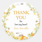 Honey Bee Floral Sticker Labels Verjaardag (Voorkant)