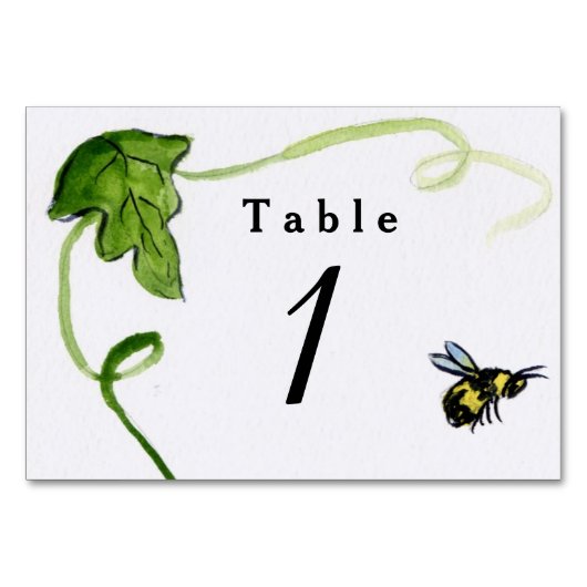 Honey Bee Garden Personalized Number Table Card Kaart (Voorkant)